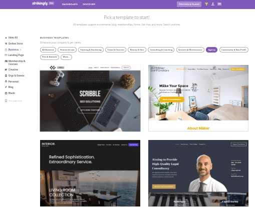 null Strikingly templates for website building